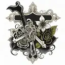 Im creating a forearm tattoo with a cross, a girls name callie and my last name Kekua tattoo design idea