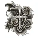 Im creating a forearm tattoo with a cross, a girls name callie and my last name Kekua tattoo design idea