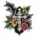 Im creating a forearm tattoo with a cross, a girls name callie and my last name Kekua tattoo design idea
