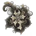 Im creating a forearm tattoo with a cross, a girls name callie and my last name Kekua tattoo design idea