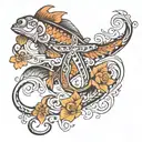 Im creating a forearm tattoo with a cross, a little fish, a girls name callie and my last name Kekua tattoo design idea