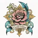 Im creating a forearm tattoo with a cross, a little fish, my girls name name callie and my last name Kekua tattoo design idea