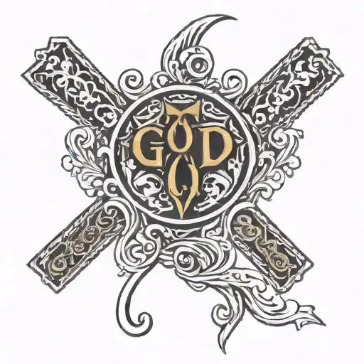 a cool cross that says "god is gracious tattoo design idea