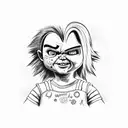 chucky and his bride half and half face  tattoo design idea