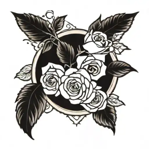 D C linked together rose surrounded tattoo design idea