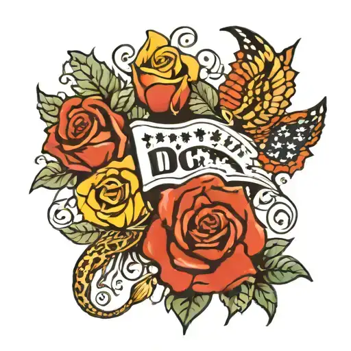 D C linked together tattoo design idea