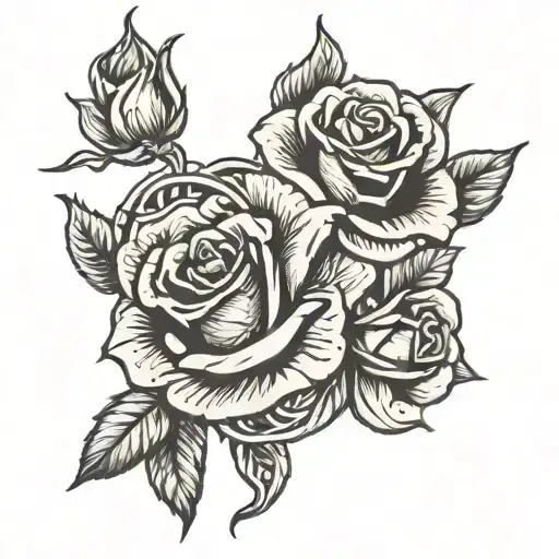 D C linked together rose intertwined tattoo design idea