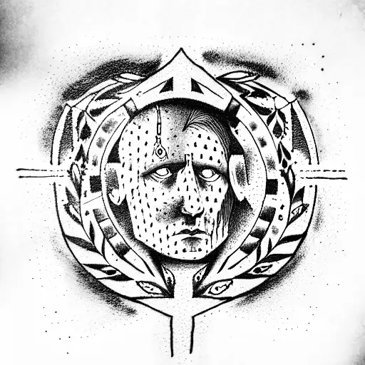 Julius Caesar in the style of an underground rapper tattoo design idea