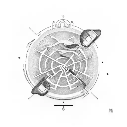 letters OTG with disc golf basket tattoo design idea