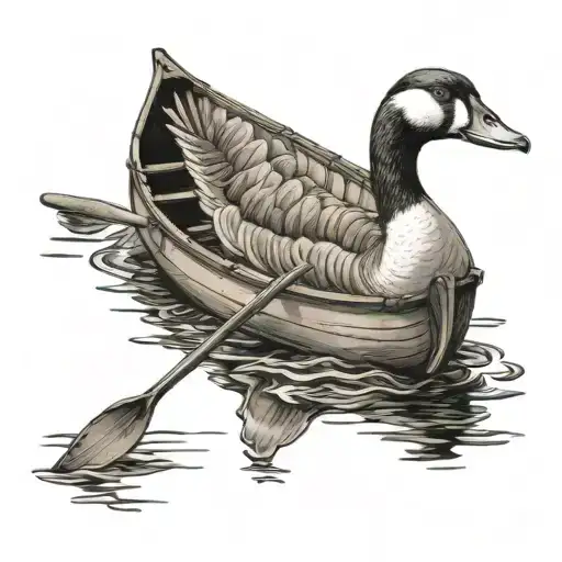 goose in a canoe tattoo design idea