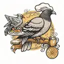 Chef and Pigeon tattoo design idea