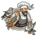 Chef and Pigeon tattoo design idea
