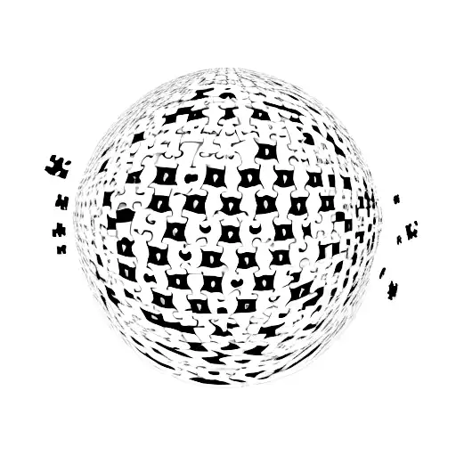 A globe with puzzle pieces scattered around it, representing a world full of challenges and opportunities tattoo design idea