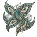 Phoenix rising peacock feather tattoo design idea