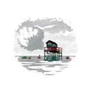 lake scene with dock and ladder tattoo design idea