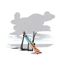 lake scene with dock and ladder tattoo design idea