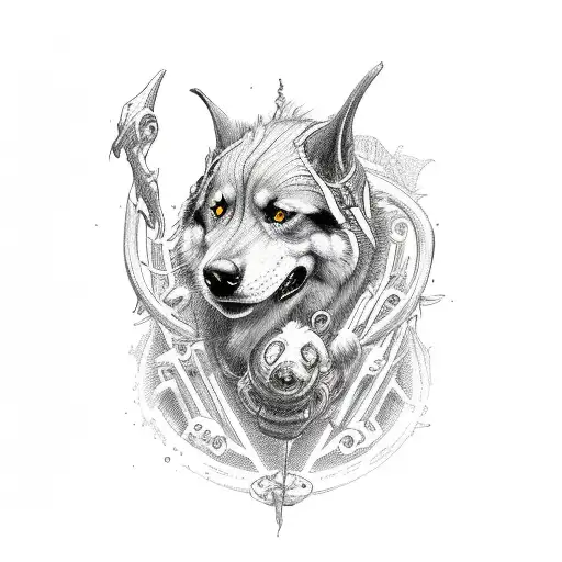cerberus with heads of rotwailer tattoo design idea