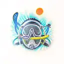 spiritual, meditative scuba diving related tattoo tattoo design idea