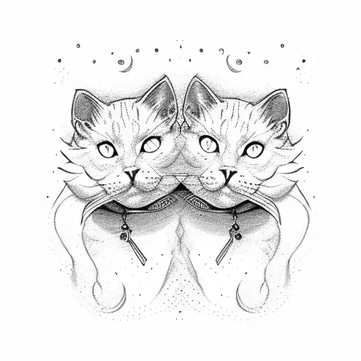 two white cats and a grey cat  tattoo design idea