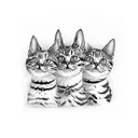 three cats with a butterfly tattoo design idea