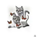 three cats with a butterfly tattoo design idea