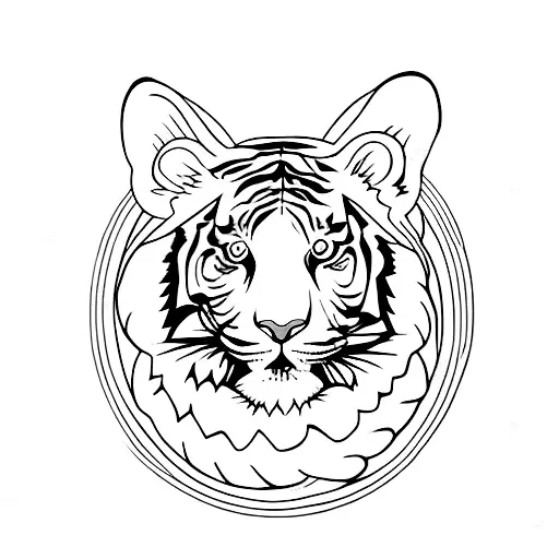 tiger with moon tattoo design idea