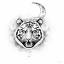 tiger with moon tattoo design idea