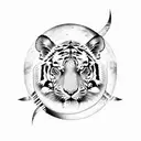tiger with moon tattoo design idea