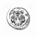 tiger with moon tattoo design idea