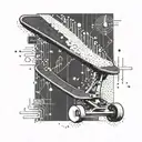 A stock market graph morphing into a skateboard ramp tattoo design idea