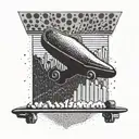 A stock market graph morphing into a skateboard ramp tattoo design idea