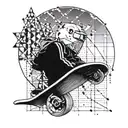 A stock market graph morphing into a skateboard ramp tattoo design idea