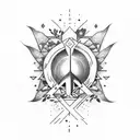 peace, love, rock and roll, feminine, daughter tattoo design idea