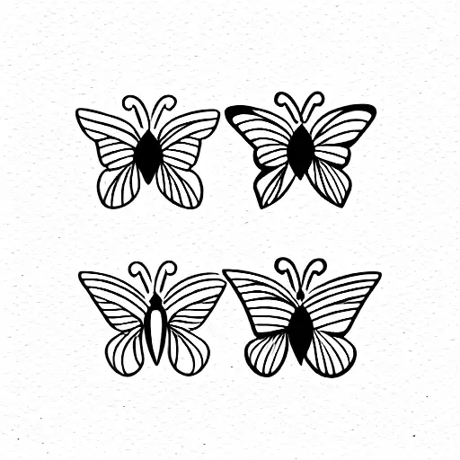 3 butterflies and 12 stars tattoo design idea