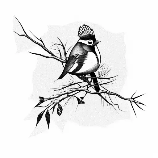 bird with broken branch and the line from emily dickinson's poem about wild things tattoo design idea