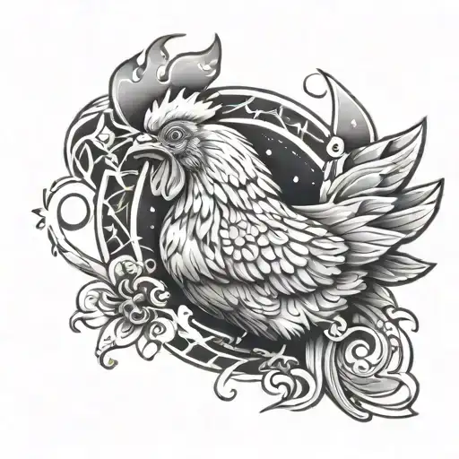 Chicken and Cosmic energy  tattoo design idea
