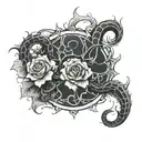 phantom troupe spider with the number 3 with carnation flowers and flames  tattoo design idea