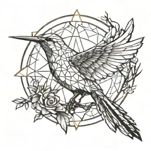 mockingjay bird geometric design tattoo design idea