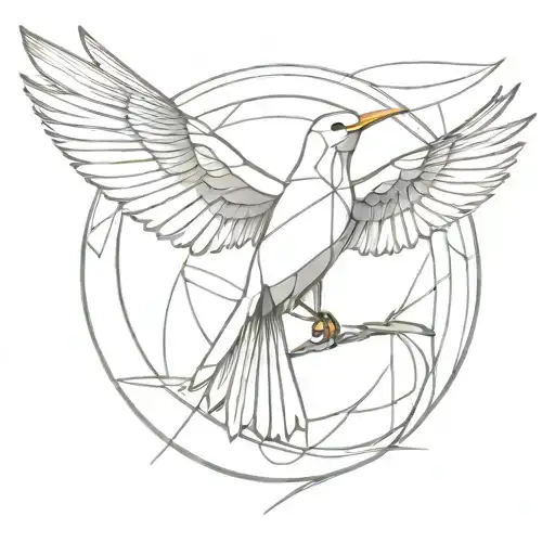 mockingjay bird geometric design incorporating elements tattoo design idea