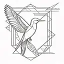 mockingjay bird geometric design incorporating elements tattoo design idea