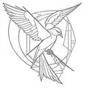 mockingjay bird geometric design incorporating elements tattoo design idea