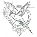 mockingjay bird geometric design incorporating elements tattoo design idea