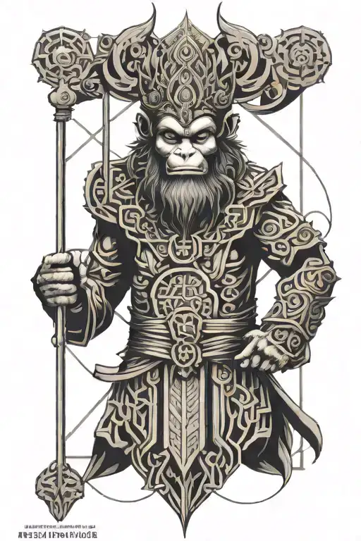 water monkey king tattoo design idea