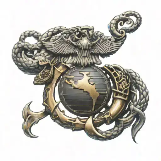 Marine Corps emblem intertwined tattoo design idea