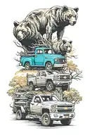 trees, Chevy logo, bear paw, hound, john deer tractor tattoo design idea
