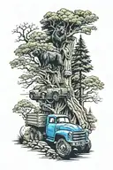 trees, Chevy logo, bear paw, hound, john deer tractor tattoo design idea