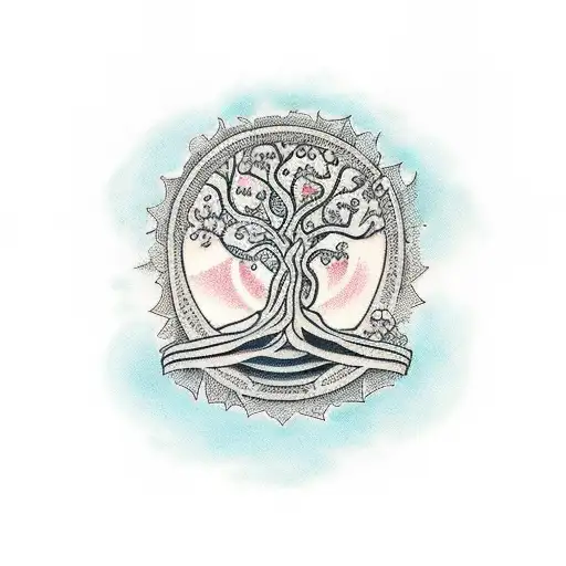 tree of life, half dead half alive tattoo design idea