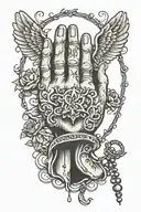 praying hands with rosary tattoo design idea