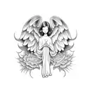 angel good v evil tattoo design idea