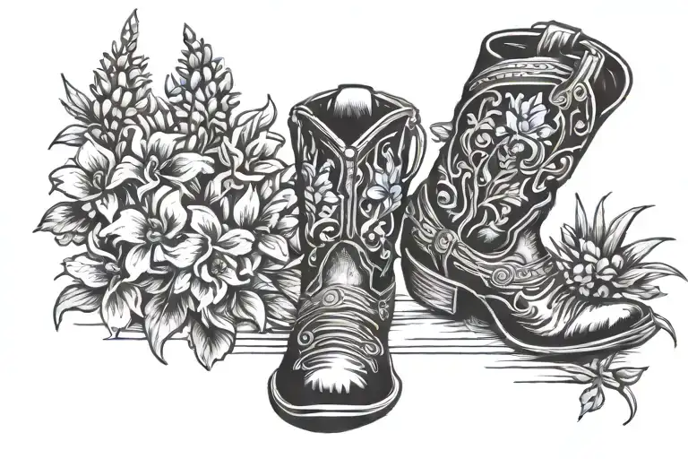 bluebonnet cowboy hat boots tattoo design idea